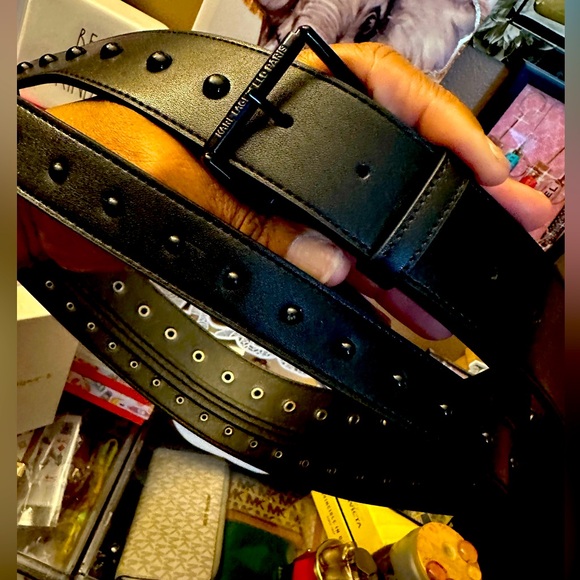 Karl Lagerfeld Accessories - NWOT Karl Lagerfeld PARIS Black Leather Double Belt with Buckle/Grommets